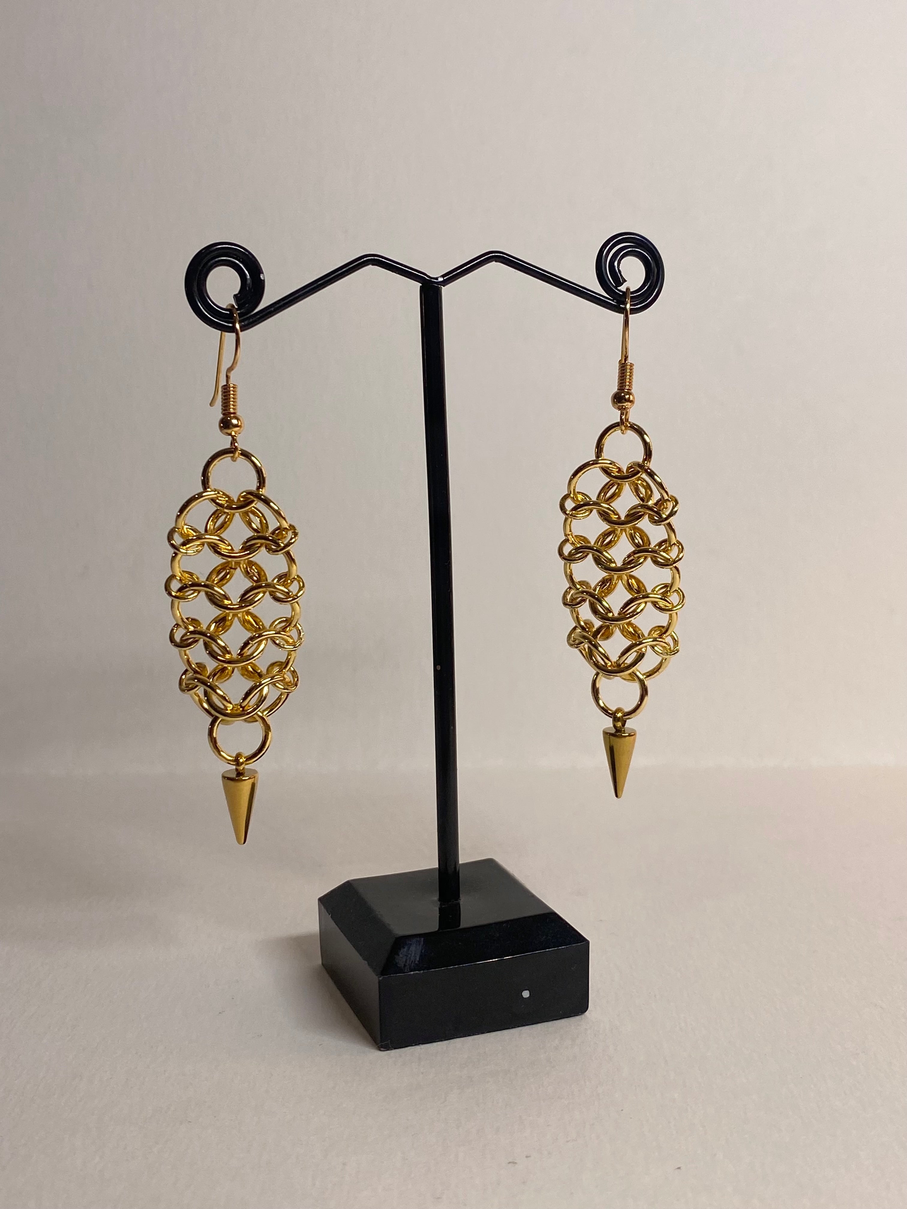Gold Fishscale Spike Earrings