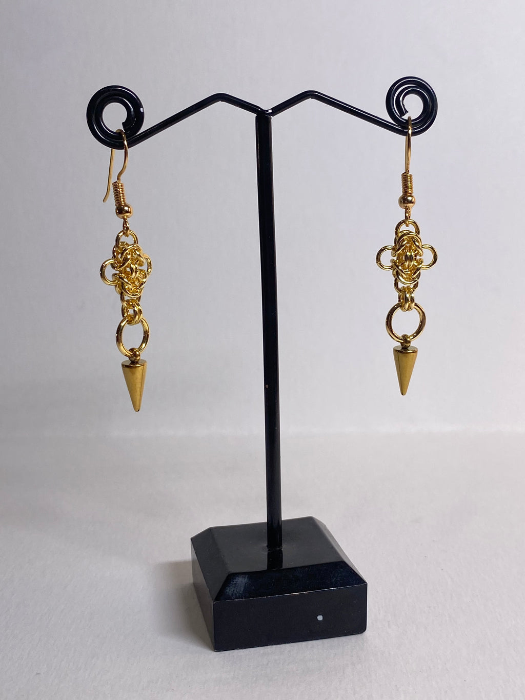 Gold Micromaille Spike Earrings