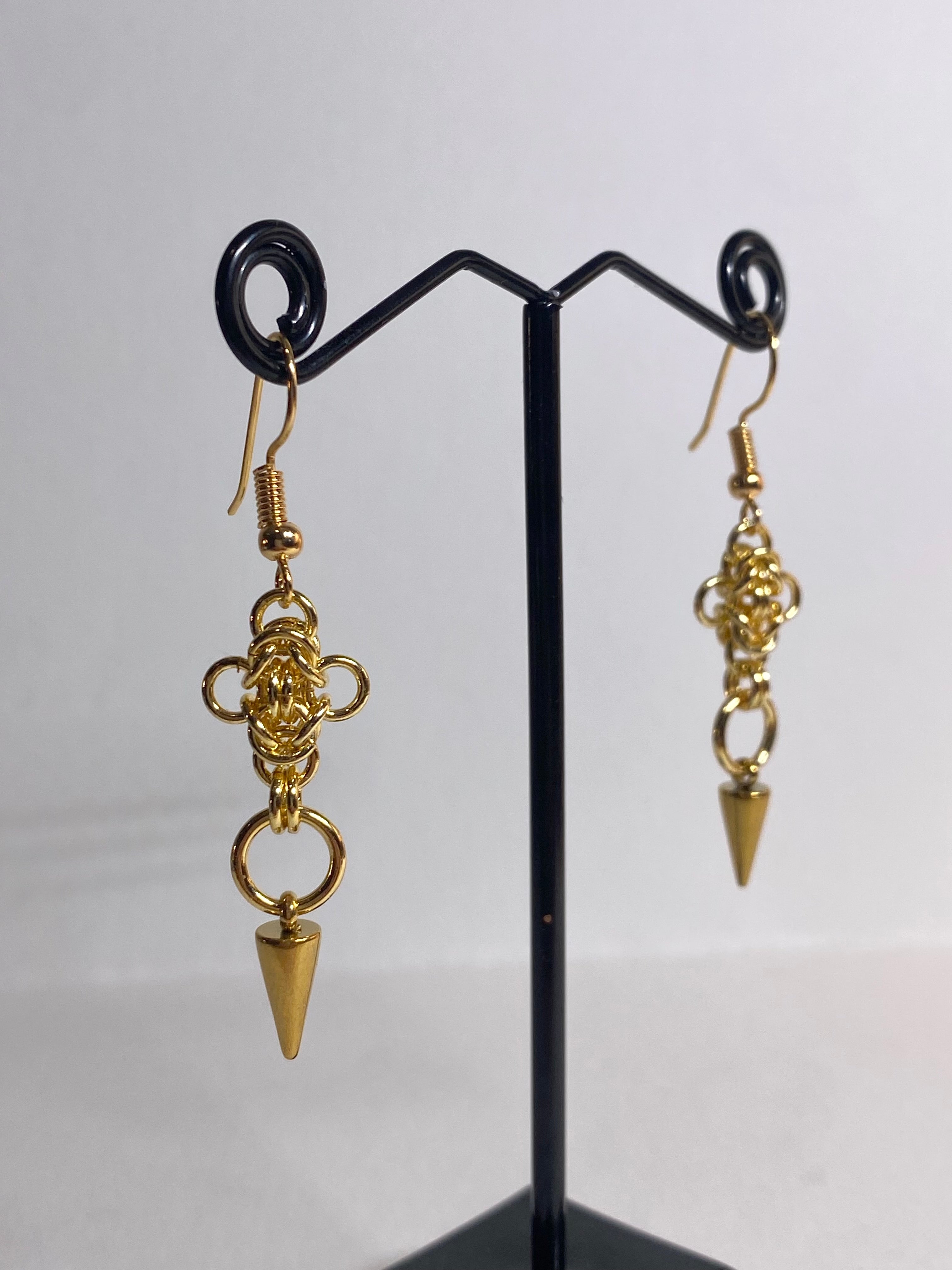 Gold Micromaille Spike Earrings